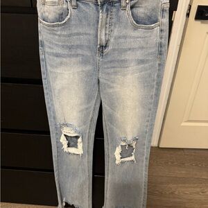 Distressed Light Blue Flare Jeans